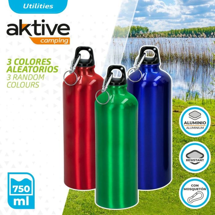 Botella de Agua Aktive 750 ml Mosquetón Aluminio 7 x 25 x 7 cm (24 Unidades) 3
