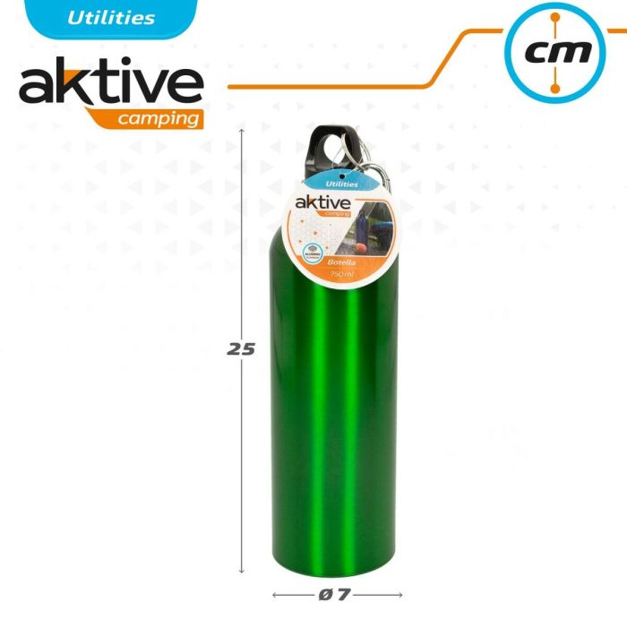 Botella de Agua Aktive 750 ml Mosquetón Aluminio 7 x 25 x 7 cm (24 Unidades) 1