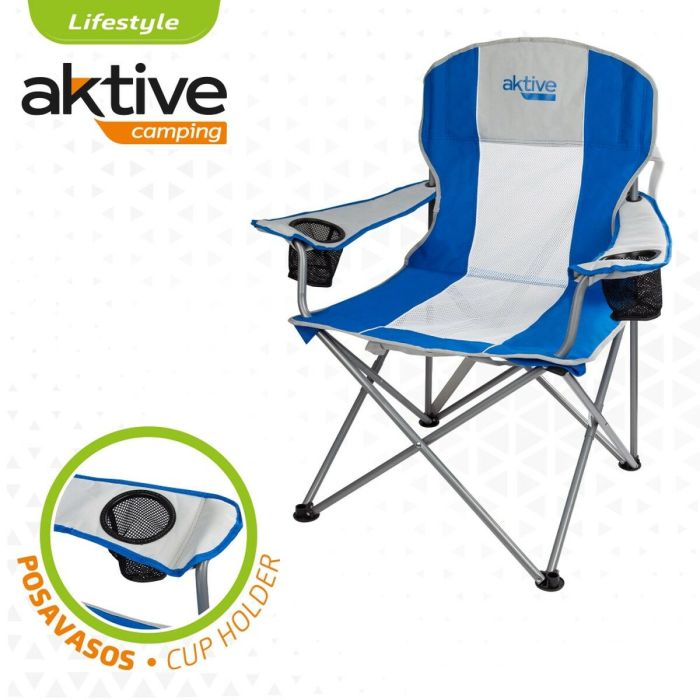 Silla Plegable para Camping Aktive Gris Azul 57 x 97 x 60 cm (4 Unidades) 2