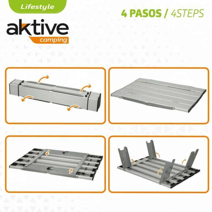Mesa Plegable Aktive Plateado Aluminio 40 x 13 x 28,5 cm (4 Unidades) 2