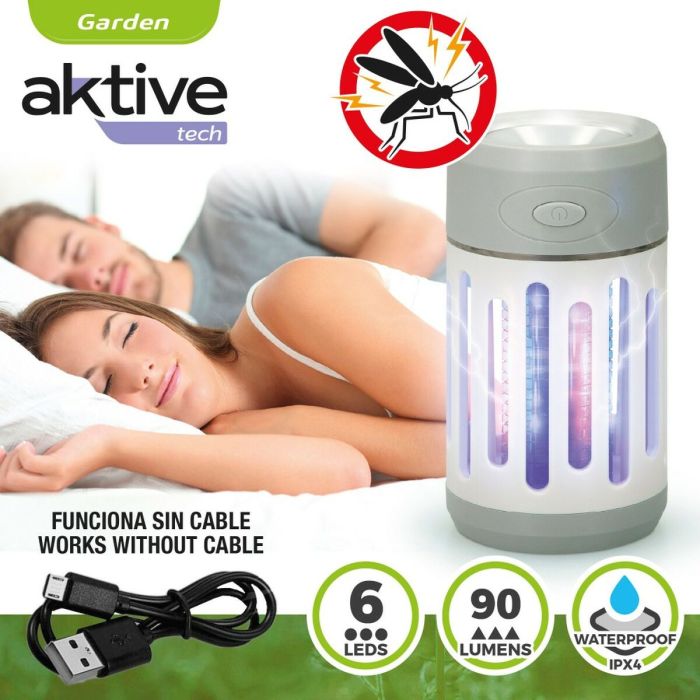 Lámpara Antimosquitos Recargable con LED 2 en 1 Aktive 7 x 13 x 7 cm (4 Unidades) 2