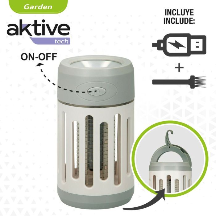 Lámpara Antimosquitos Recargable con LED 2 en 1 Aktive 7 x 13 x 7 cm (4 Unidades) 1