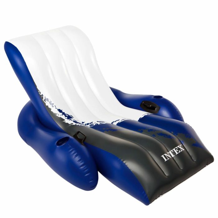 Sillón Hinchable para Piscina Intex Floating Recliner Azul Blanco 180,3 x 66 x 134,6 cm (3 Unidades) 3