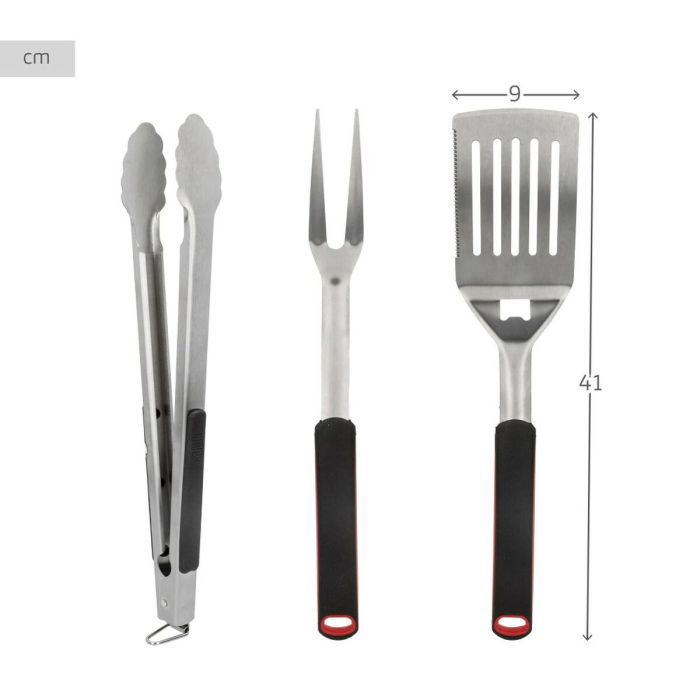 Set de Utensilios para Barbacoa Aktive 3 Piezas Barbacoa Acero Inoxidable 9 x 41 x 5 cm (4 Unidades) 3