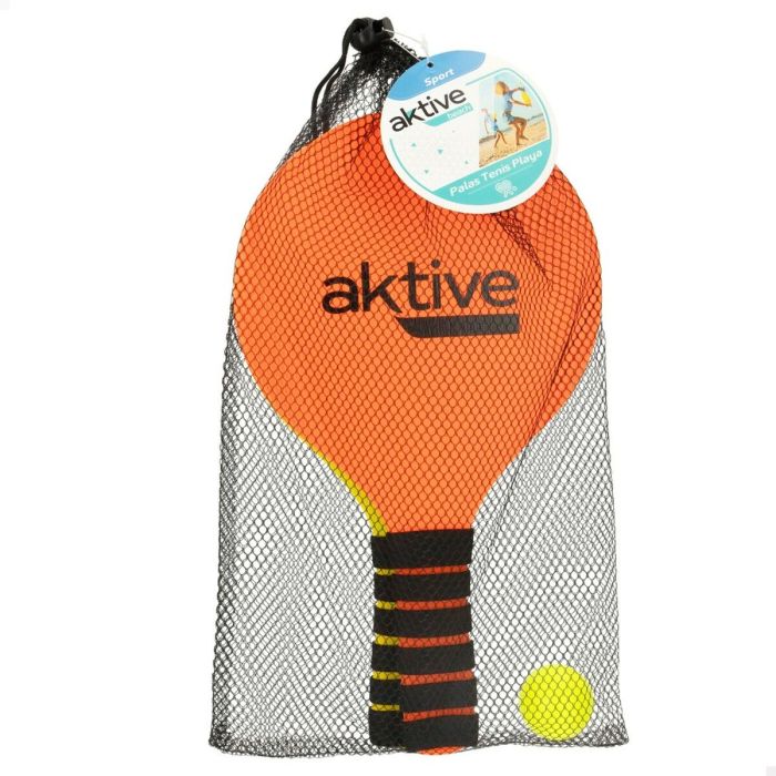 Palas de Playa con Pelota Aktive Amarillo Naranja 18,5 x 32,5 cm (6 Unidades) 1