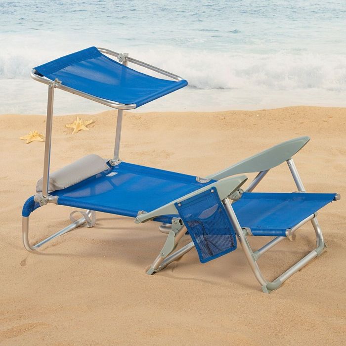 Silla de Playa Aktive Azul 47 x 67 x 43 cm (2 Unidades) 2