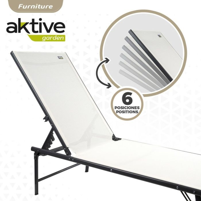 Tumbona reclinable Aktive Blanco 180 x 35 x 49 cm (2 Unidades) 4