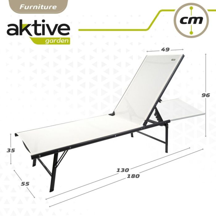 Tumbona reclinable Aktive Blanco 180 x 35 x 49 cm (2 Unidades) 3