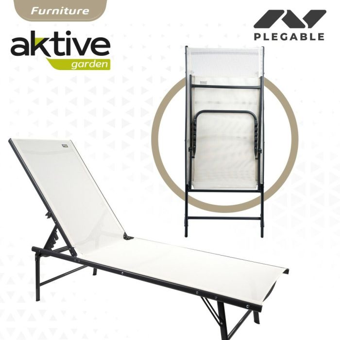 Tumbona reclinable Aktive Blanco 180 x 35 x 49 cm (2 Unidades) 1
