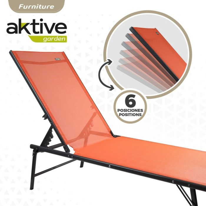 Tumbona reclinable Aktive Naranja 180 x 35 x 49 cm (2 Unidades) 4