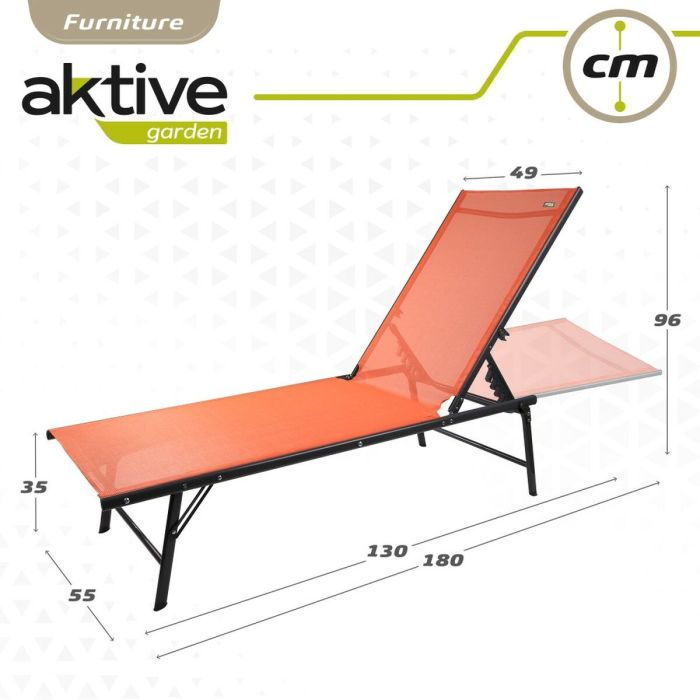 Tumbona reclinable Aktive Naranja 180 x 35 x 49 cm (2 Unidades) 3