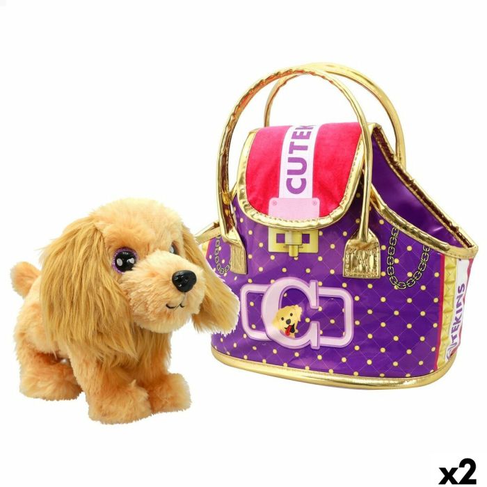 Peluche Funville Cutekins Bolso Perro 25 x 20 x 13 cm (2 Unidades)