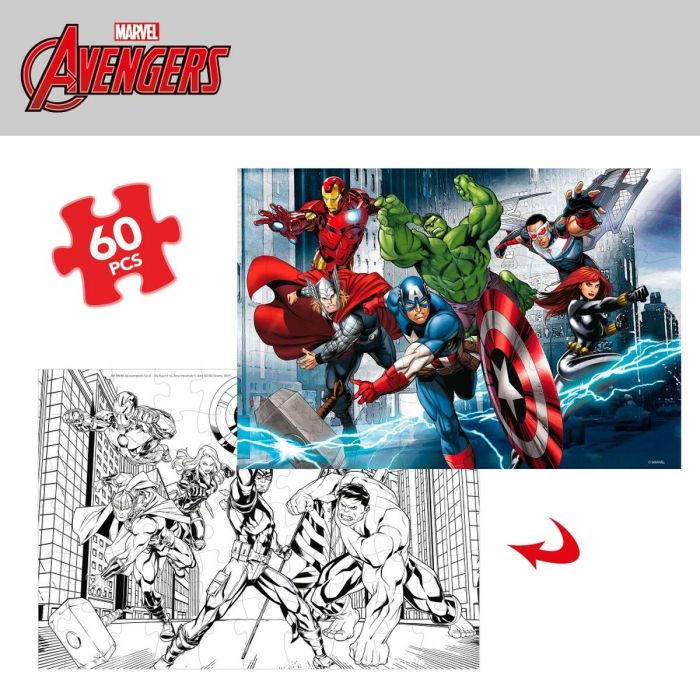 Puzzle Infantil The Avengers Doble cara 60 Piezas 50 x 35 cm (12 Unidades) 4