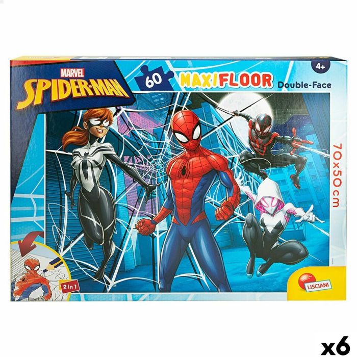 Puzzle Infantil Spider-Man Doble cara 60 Piezas 70 x 1,5 x 50 cm (6 Unidades)