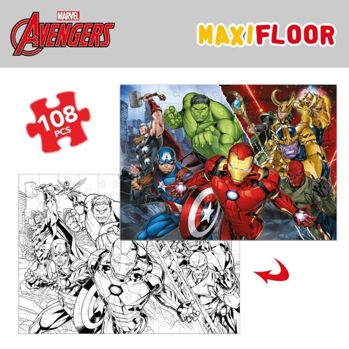 Puzzle Infantil The Avengers Doble cara 108 Piezas 70 x 1,5 x 50 cm (6 Unidades) 4