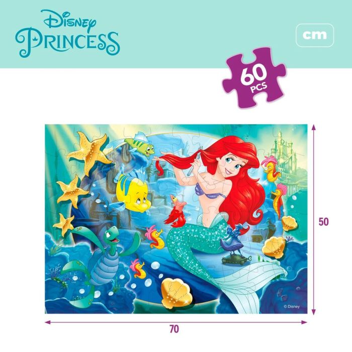 Puzzle Infantil Princesses Disney Doble cara 60 Piezas 70 x 1,5 x 50 cm (6 Unidades) 2