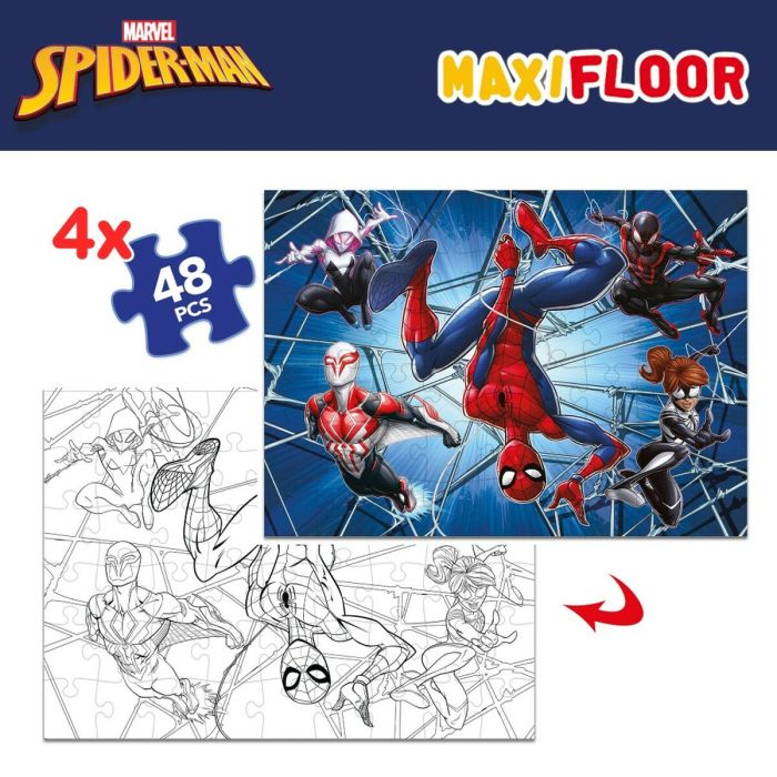 Puzzle Infantil Spider-Man Doble cara 4 en 1 48 Piezas 35 x 1,5 x 25 cm (6 Unidades) 5