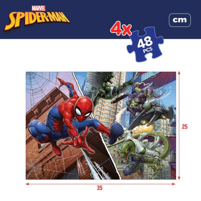 Puzzle Infantil Spider-Man Doble cara 4 en 1 48 Piezas 35 x 1,5 x 25 cm (6 Unidades) 2
