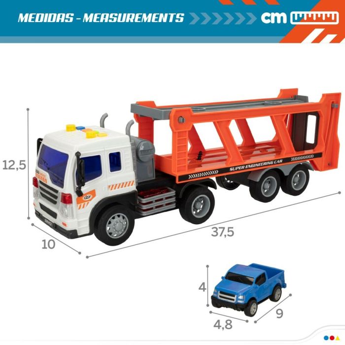 Camión Portavehículos y Coches de Fricción Speed & Go 37,5 x 12,5 x 10 cm (2 Unidades) 1