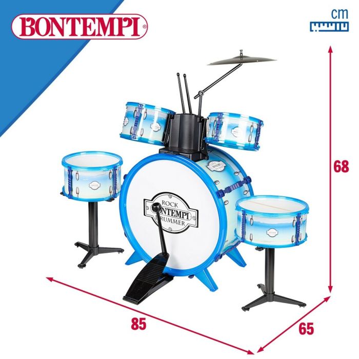Batería Musical Bontempi Azul Plástico 85 x 68 x 65 cm (9 Piezas) (2 Unidades) 1
