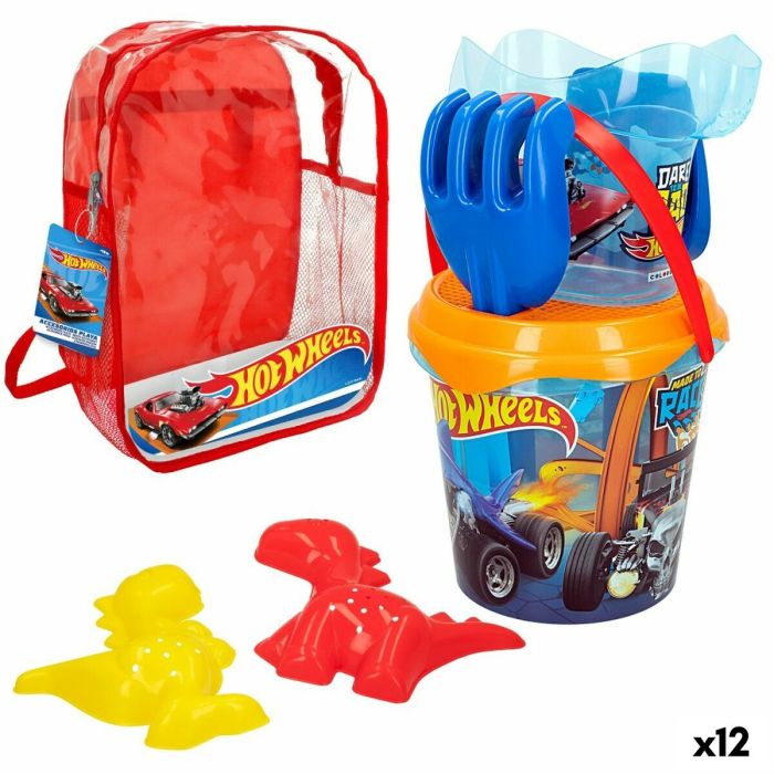 Set de Juguetes de Playa Hot Wheels Ø 18 cm Polipropileno (12 Unidades)