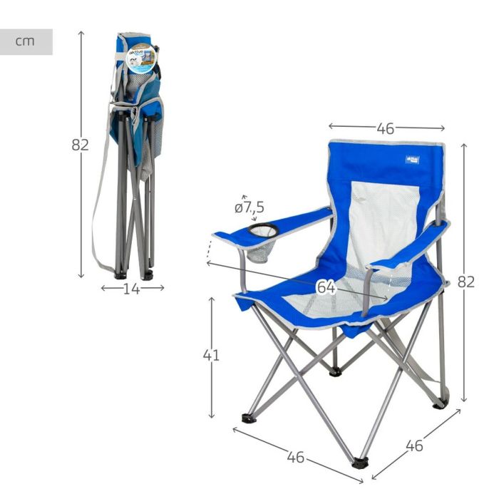 Silla de Camping Plegable Aktive Azul Gris 46 x 82 x 46 cm (4 Unidades) 3