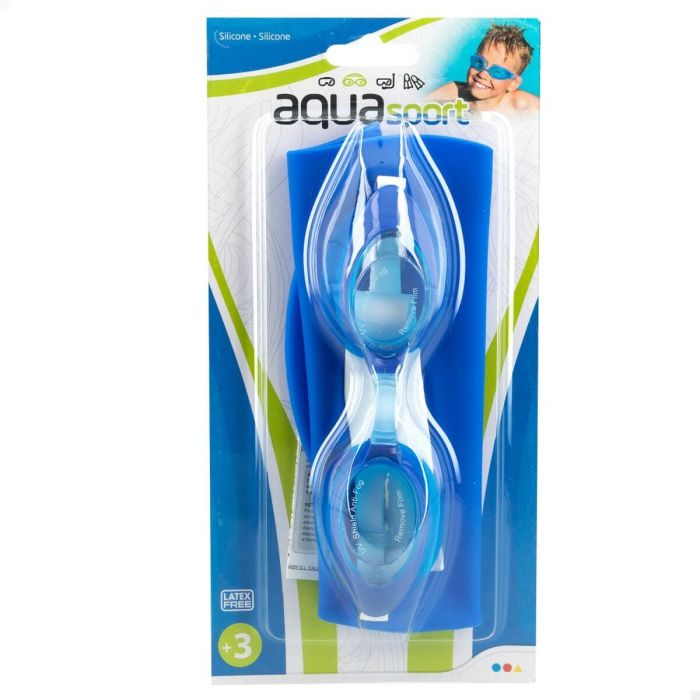 Gorro y Gafas de Natación AquaSport Azul Infantil Plástico (12 Unidades) 1