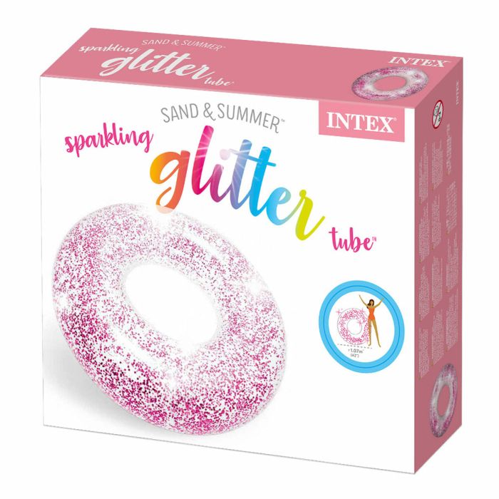 Flotador Hinchable Donut Intex Transparente Purpurina Ø 119 cm (6 Unidades) 1