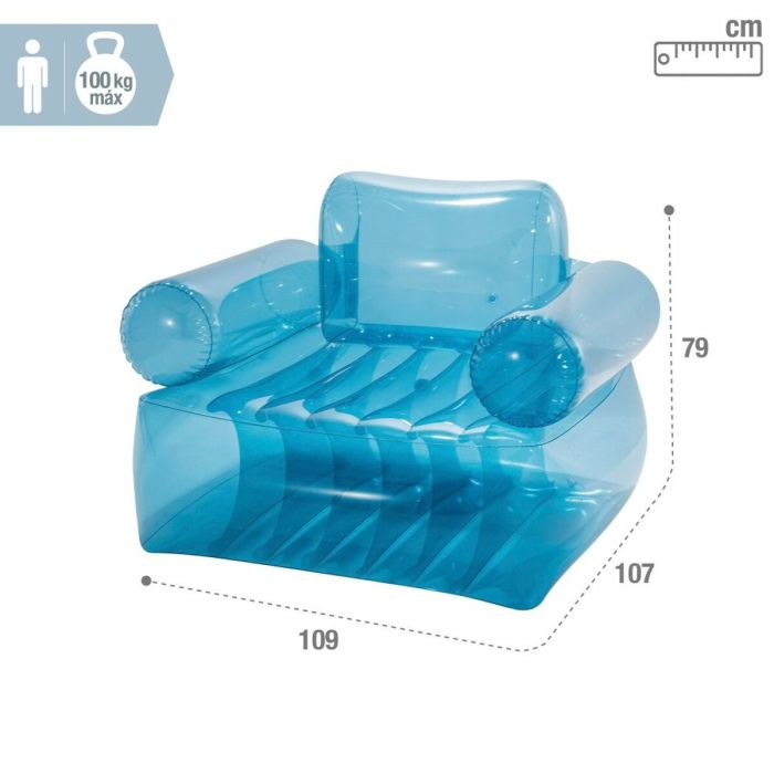 Sillón Hinchable para Piscina Intex Azul Transparente 109 x 79 x 107 cm (4 Unidades) 1