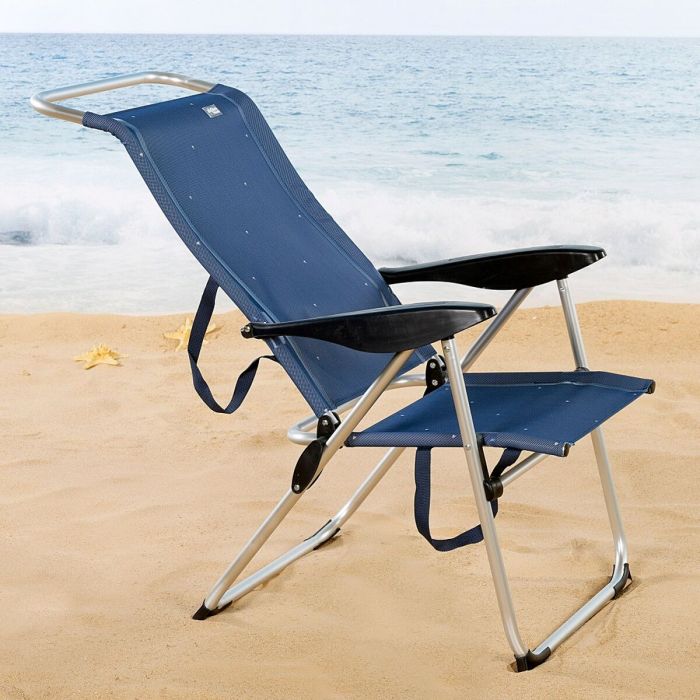 Silla de Playa Aktive Azul marino 47 x 108 x 59 cm (2 Unidades) 2