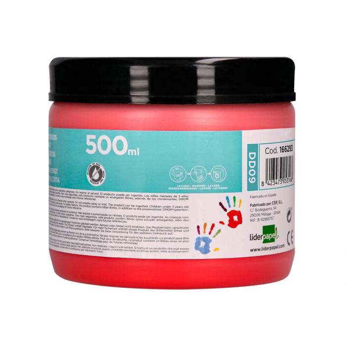 Liderpapel Pintura Dedos 500 ml Rojo Tarrina 2