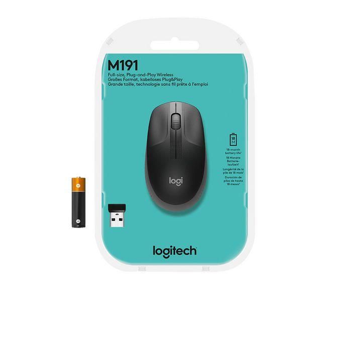 Logitech M190 Ratón Inalámbrico RF Full-Size Ergonómico 1000 dpi, Batería 18 Meses, para Manos Medianas/Grandes 6