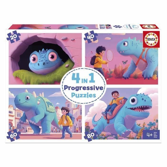 Educa Puzzle 4 en 1 para niños: Simpáticos Dinos. Colección de 4 Puzzles infantiles de 20, 40, 60 y 80 piezas, ideal para 4+ años, de Cartón. 0 Educa Puzzle 4 en 1 para niños: Simpáticos Dinos. Colección de 4 Puzzles infantiles de 20, 40, 60 y 80 piezas, ideal para 4+ años, de Cartón. 0
