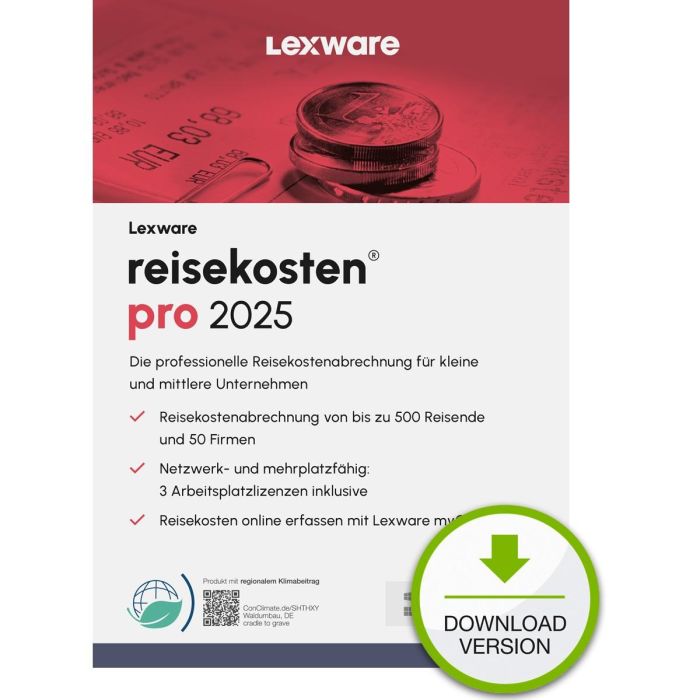Lexware Reisekosten Pro 2025 - Licencia para 1 Dispositivo, 1 Año - Descarga ESD