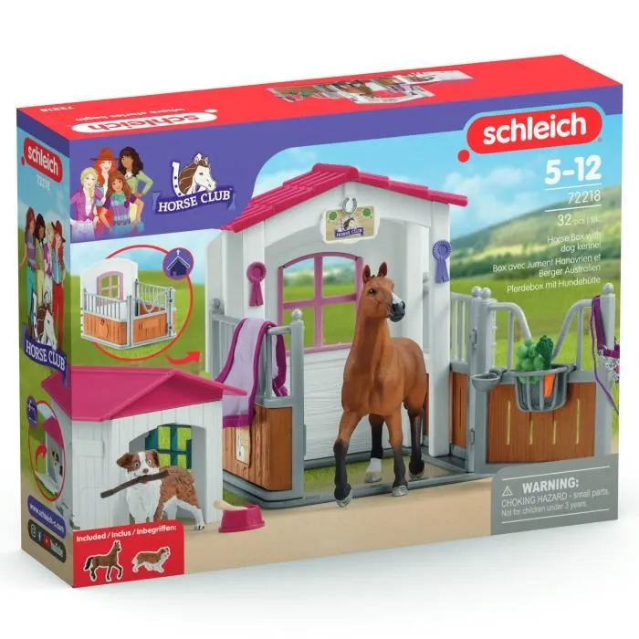 Schleich 72218 Caja con yegua de Hannover y pastor australiano, figura de caballo y accesorios, Horse Club, 5 años 4
