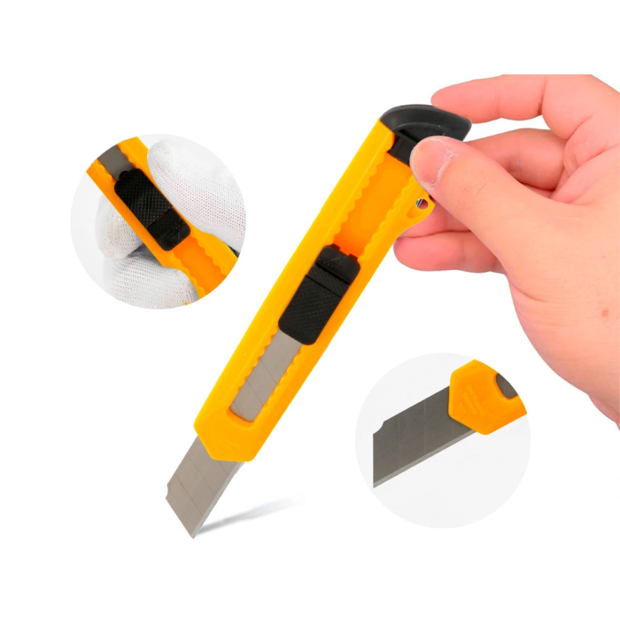 Q-connect XD-11 Cutter Retráctil de Plástico Ancho Cuchilla 18 mm, Accesorio de Oficina y Manualidades, Blíster 1 Unidad 5