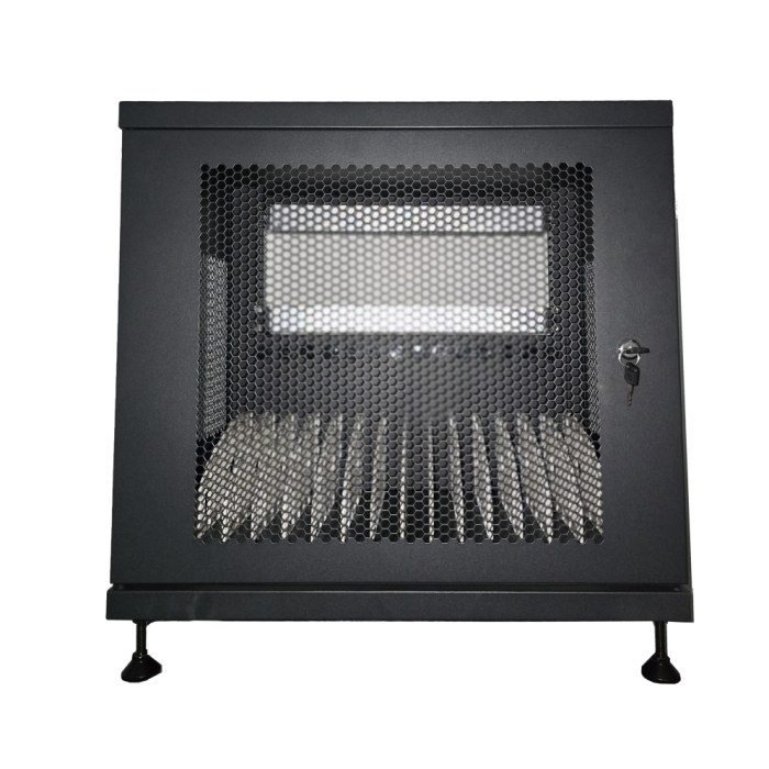 Ewent EW1714 Armario de Gestión y Carga para 14 Dispositivos (hasta 14''), Tablets, Portátiles, Móviles, Cierre con Llave, Negro