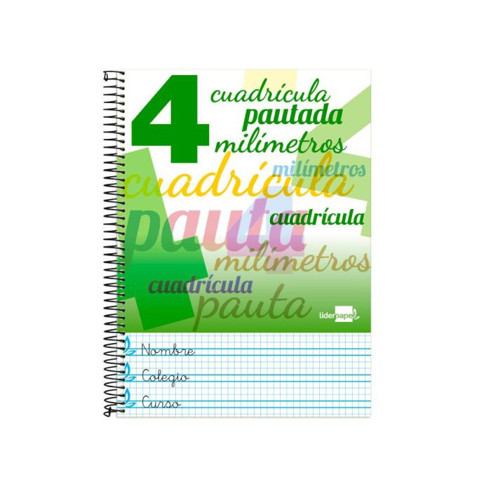 Cuaderno Espiral Liderpapel Folio Pautaguia Tapa Blanda 80H 75 gr Cuadro Pautado 4 mm Colores Surtidos 8 unidades 8