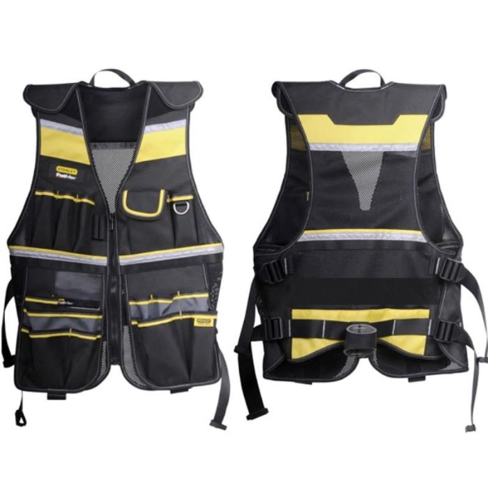 STANLEY FMST1-71181 Chaleco Porta Herramientas Correas Ajustables Talla Única Amarillo Negro Profesional Construcción Electricidad Carpintería STANLEY FMST1-71181 Chaleco Porta Herramientas Correas Ajustables Talla Única Amarillo Negro Profesional Construcción Electricidad Carpintería