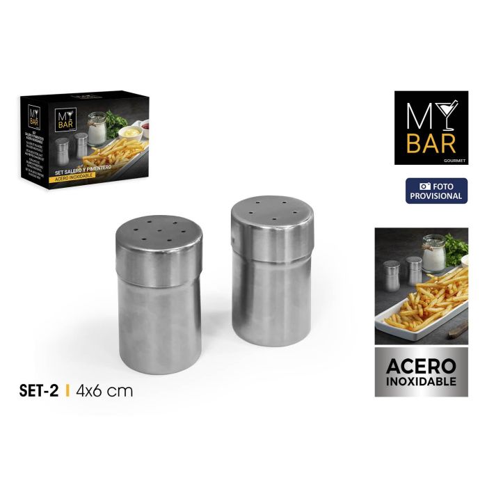 Set de 2 pcs Salero y Pimentero en Acero My Bar - Inde (24 Unidades) Set de 2 pcs Salero y Pimentero en Acero My Bar - Inde (24 Unidades)