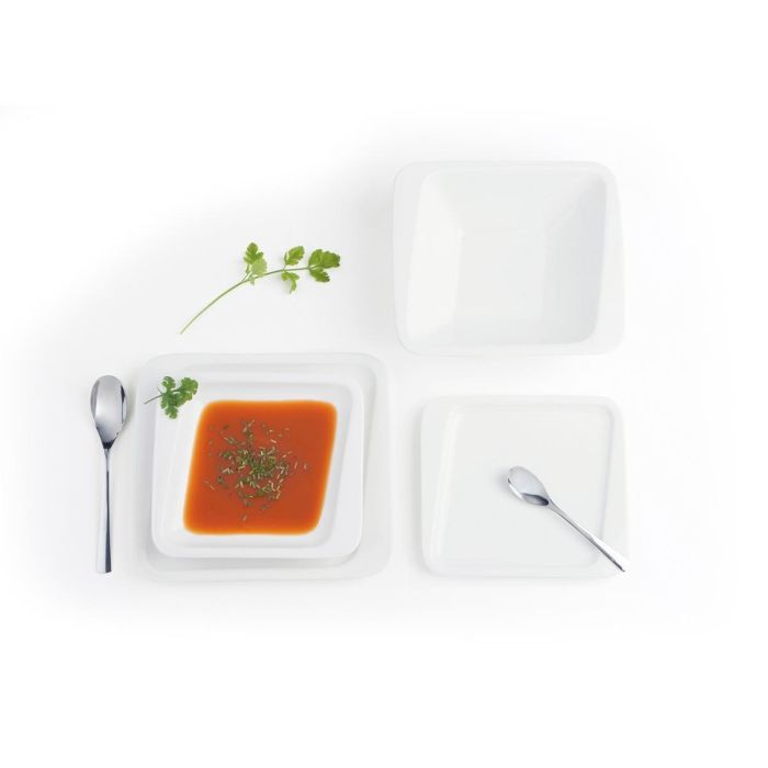 Quid Plato Aperitivo Chef de Porcelana Blanca 25x12 cm, Set de 6 Unidades, Resistente, Apilable, Lavavajillas y Microondas 1