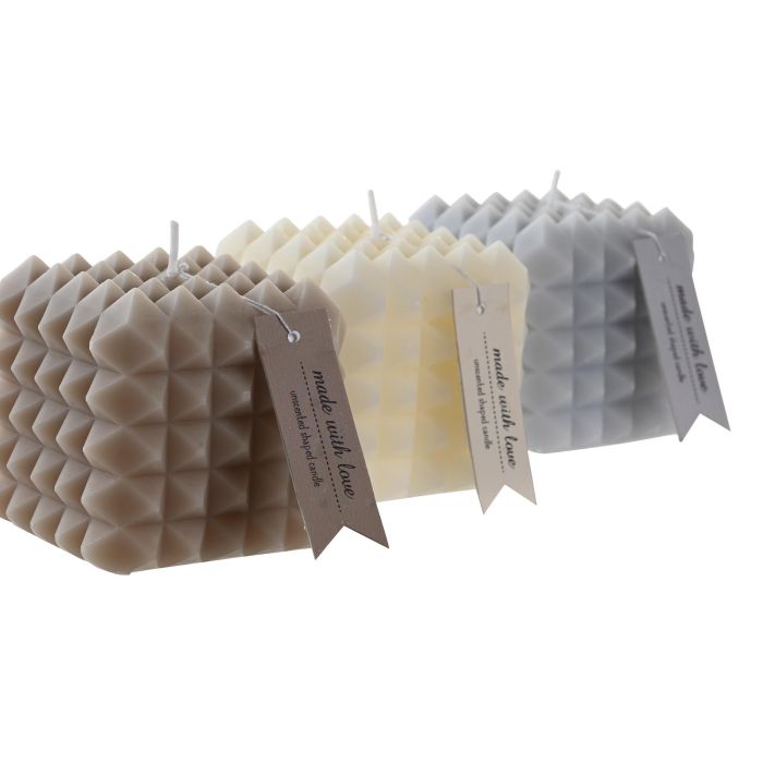 DKD Home Decor Vela Urban Geométrica de Cera Azul Gris Blanco 8x8x7 cm, 300 gr, Pack Surtido 6 Unidades 1