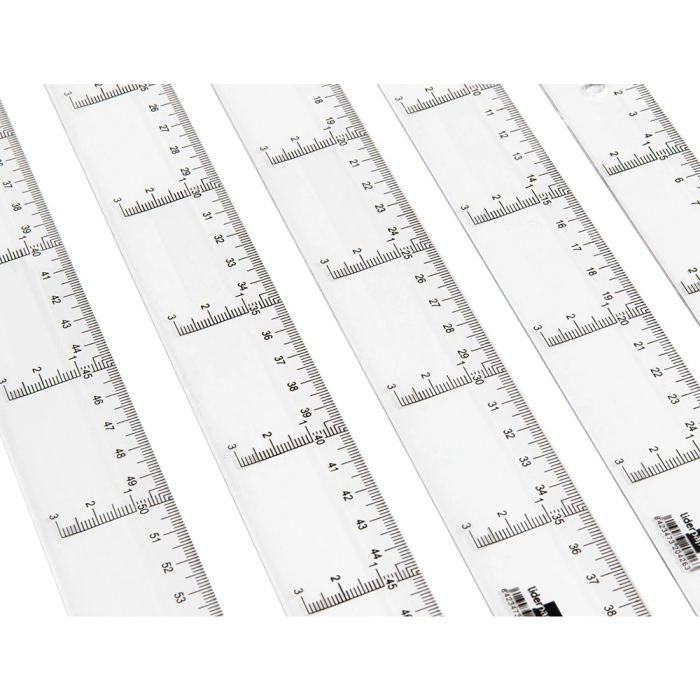 Liderpapel Regla Plástico Cristal Transparente 40 cm con Borde Biselado y Graduación Vertical y Horizontal 3