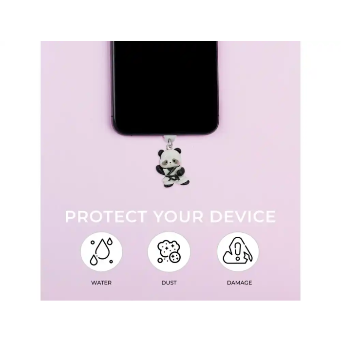 Wondee Charm Protector Funny Tipo C Panda para Conector USB-C - Tapón Decorativo Anti Polvo para Móvil