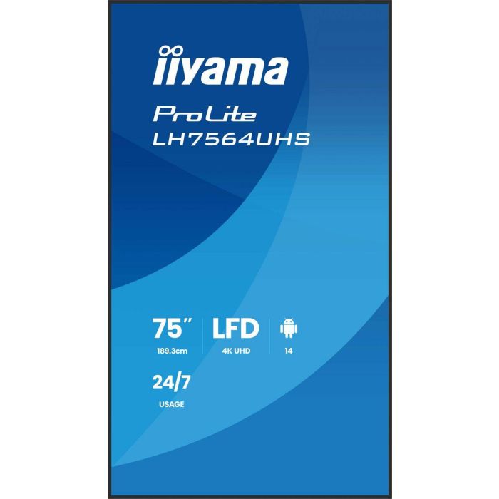 iiyama 75" 4K UHD (3840x2160) Panel VA DLED 500cd/m² Vertical/Horizontal Android 14 24/7 Soporte Pared Incluido 2 iiyama 75" 4K UHD (3840x2160) Panel VA DLED 500cd/m² Vertical/Horizontal Android 14 24/7 Soporte Pared Incluido 2