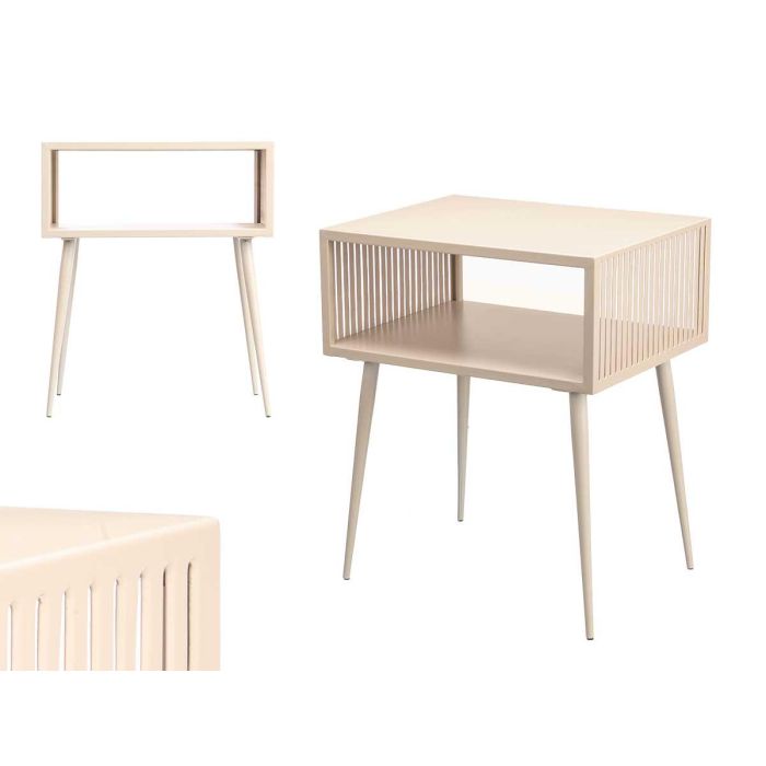 Giftdecor Mesa Auxiliar Rectangular Beige de Metal 46.5 x 19.2 x 36.2 cm Giftdecor Mesa Auxiliar Rectangular Beige de Metal 46.5 x 19.2 x 36.2 cm