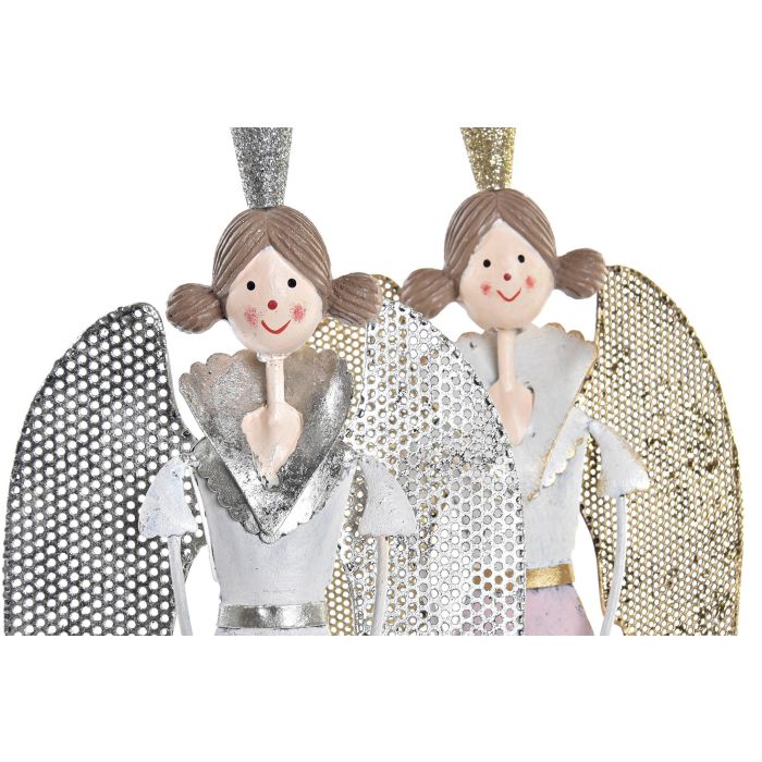 DKD Home Decor Figura de Navidad Ángel Fantasía de Metal Rosa Palo y Gris, 7 x 11.5 x 34.5 cm, Pack de 4 Unidades 1 DKD Home Decor Figura de Navidad Ángel Fantasía de Metal Rosa Palo y Gris, 7 x 11.5 x 34.5 cm, Pack de 4 Unidades 1
