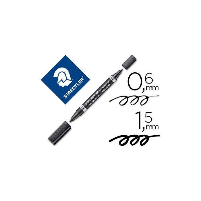 Rotulador Staedtler Lumocolor Permanente Duo 348 Negro Punta F 0,6 mm Punta M 1,5 mm 10 unidades