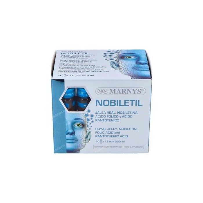MARNYS Nobiletil 20 Viales con Jalea Real, Nobiletina y Vitaminas B5 y B9 para Rendimiento Intelectual