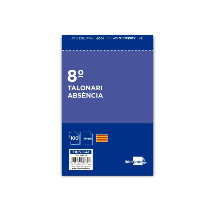 Talonario Liderpapel Ausentes Octavo Original 103 Texto En Catalan 10 unidades 1